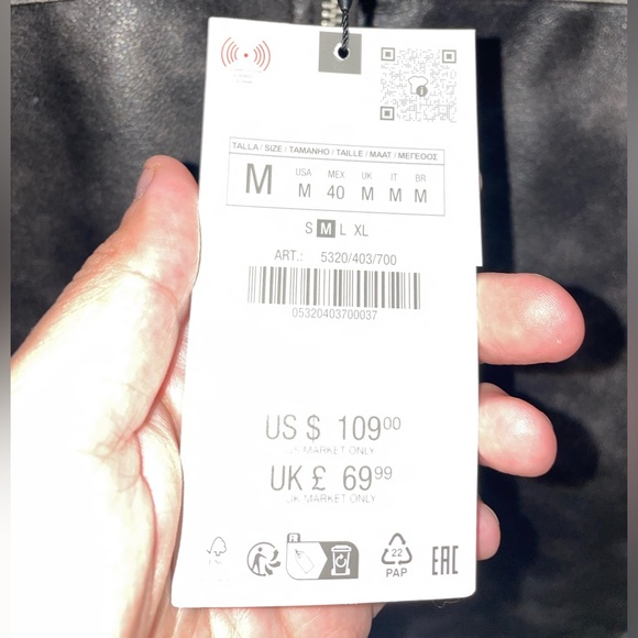 Mens brand new Zara washed black faux leather jacket in medium - Picture 2 of 3